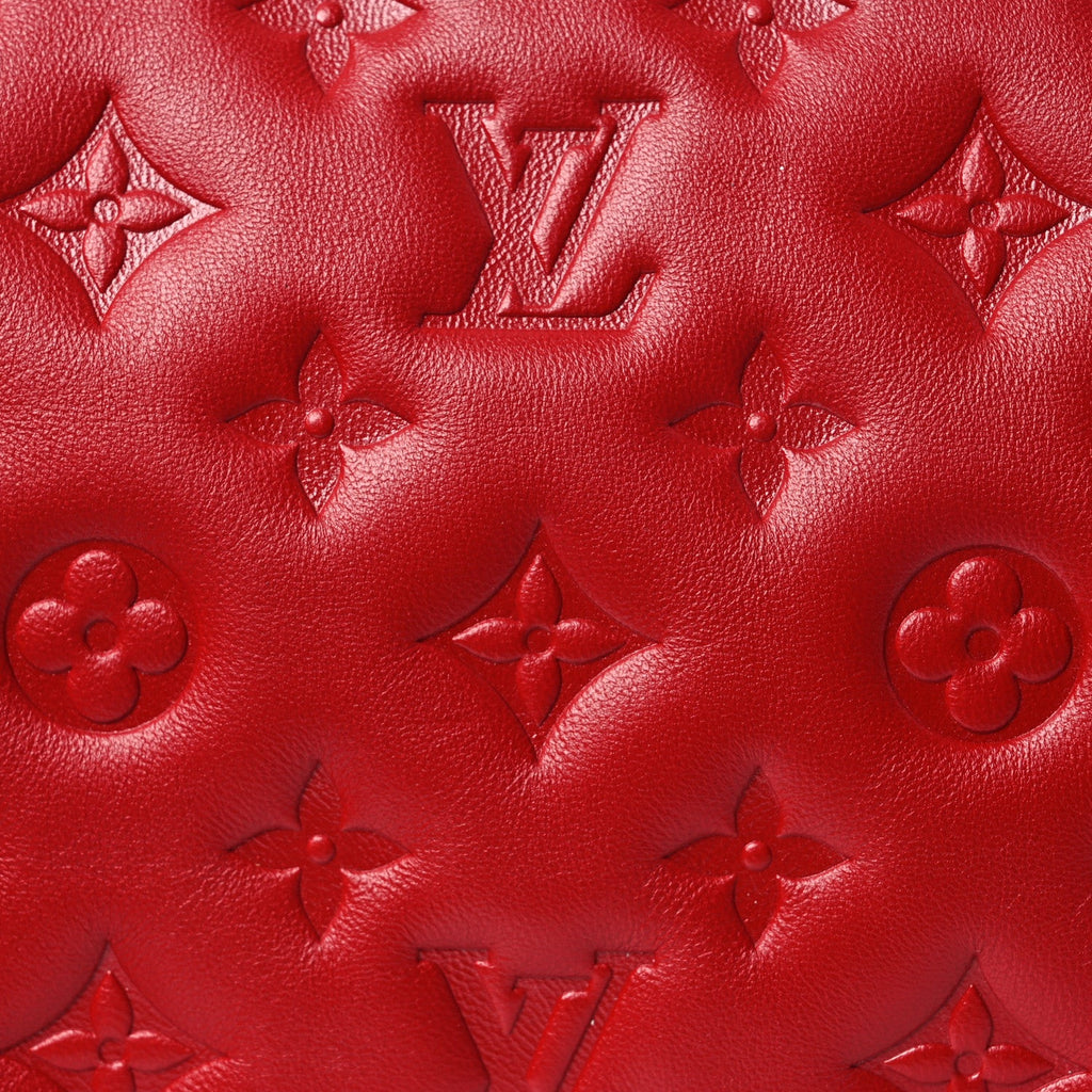 Mother of Pearl Lambskin Embossed Monogram Coussin BB Red Green