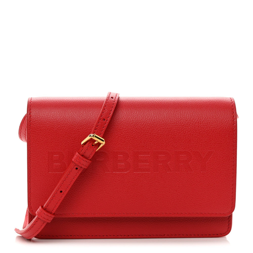 Smooth Calfskin Logo Embossed Hampshire Crossbody Red