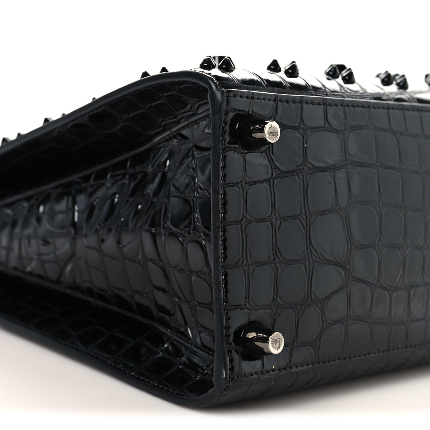 Calfskin Crocodile Embossed Studded Medium Paloma S Black