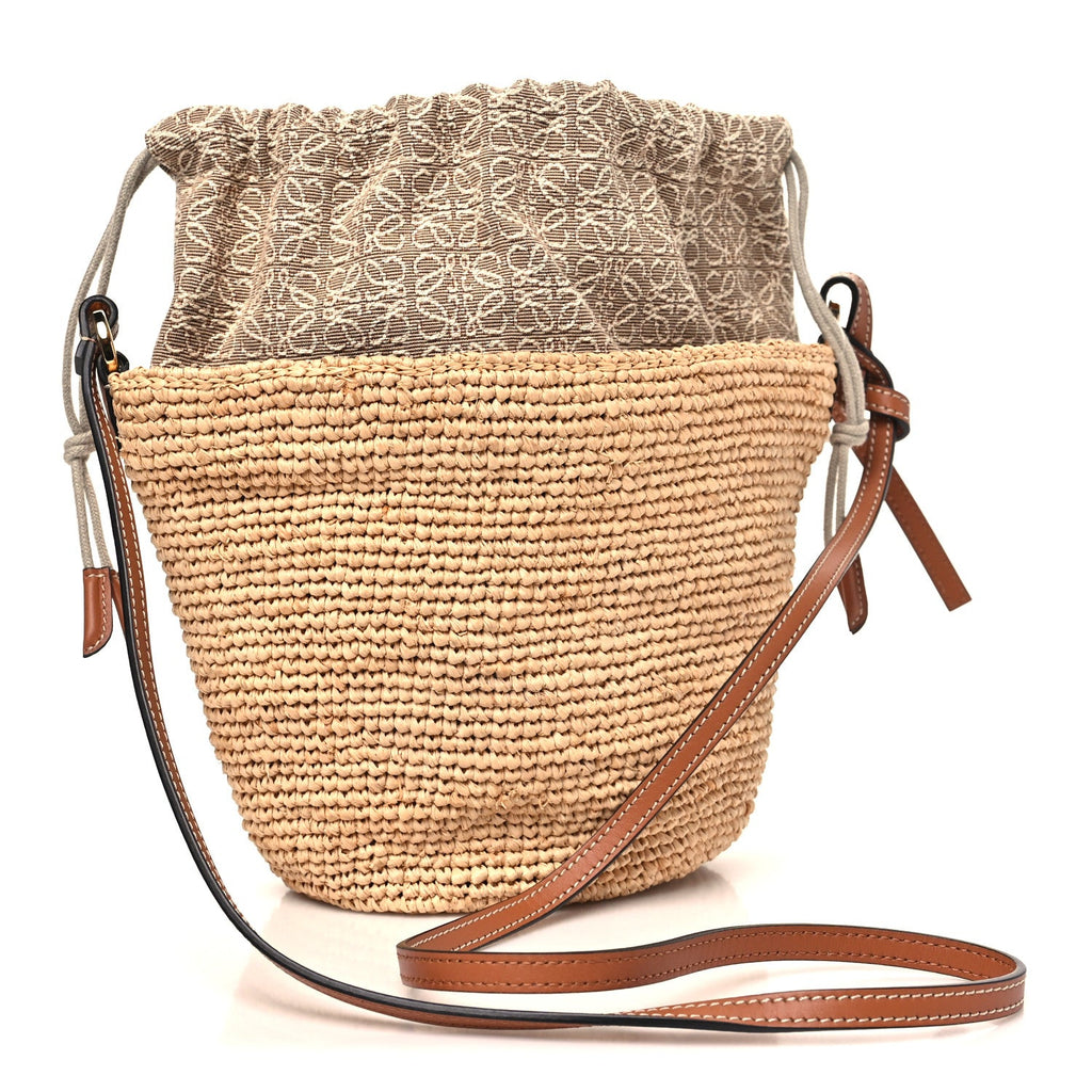 Calfskin Raffia Anagram Paulas Ibiza Pochette Bag Natural Tan