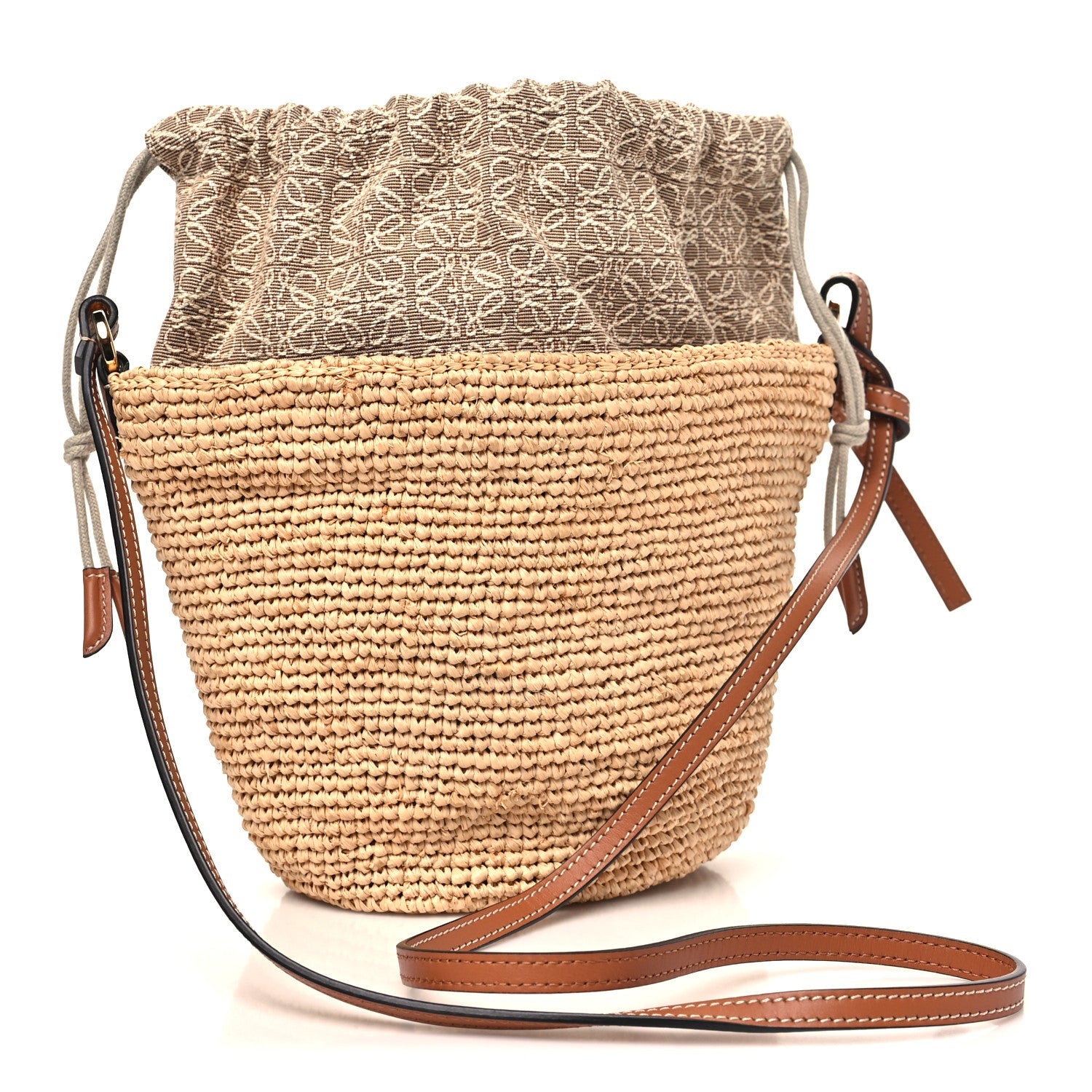 Calfskin Raffia Anagram Paulas Ibiza Pochette Bag Natural Tan