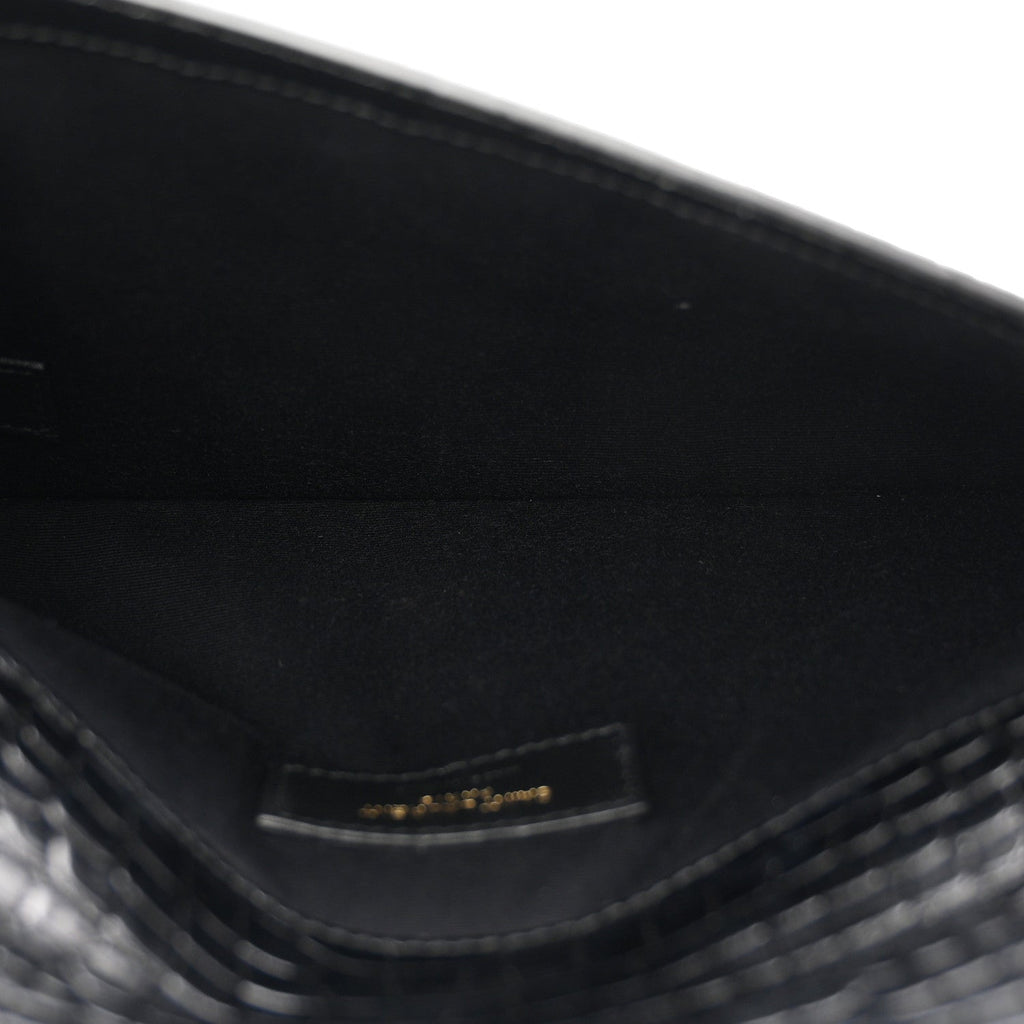 Calfskin Crocodile Embossed Uptown Monogram Pouch Black