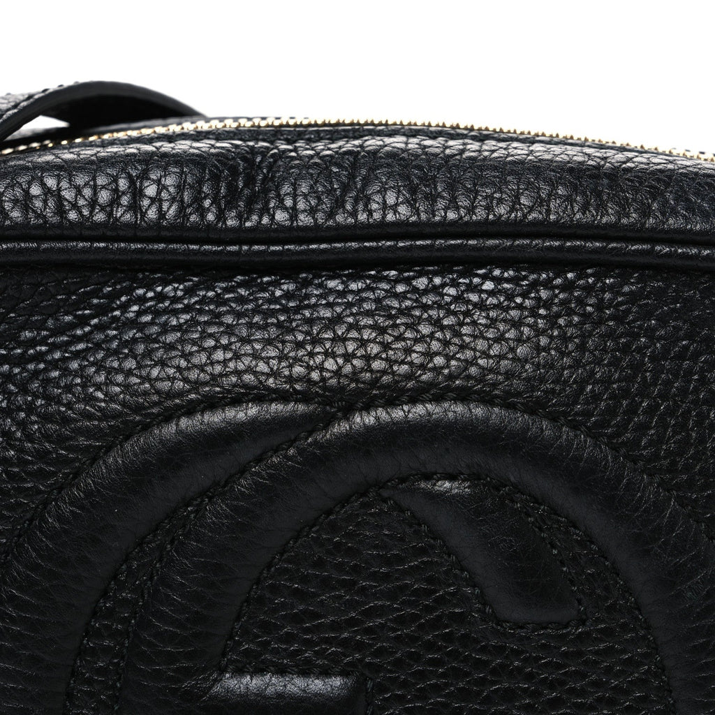Pebbled Calfskin Small Soho Disco Bag Black