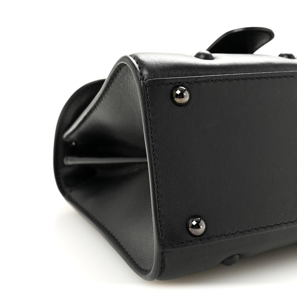 Grained Rodeo Calfskin Quilted Mini Brillant Satchel Black