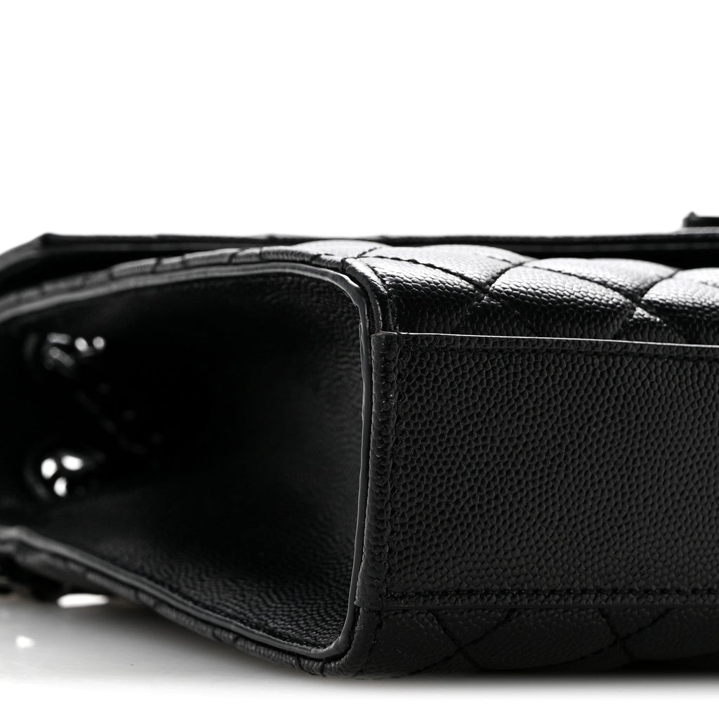 Grain De Poudre Textured Mixed Matelasse Triquilt Medium Monogram Monochrome Satchel Black