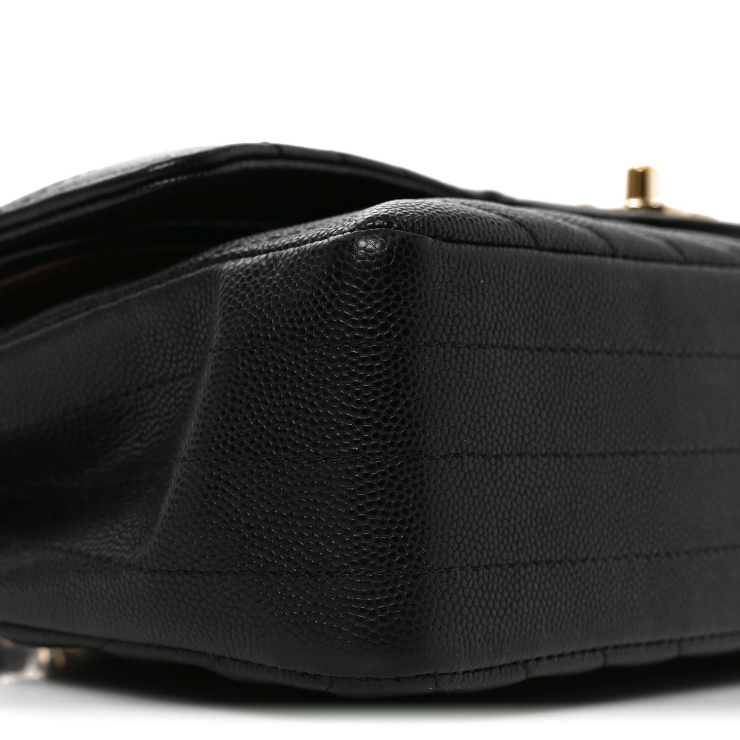 Caviar Chevron Quilted Medium Double Flap Black