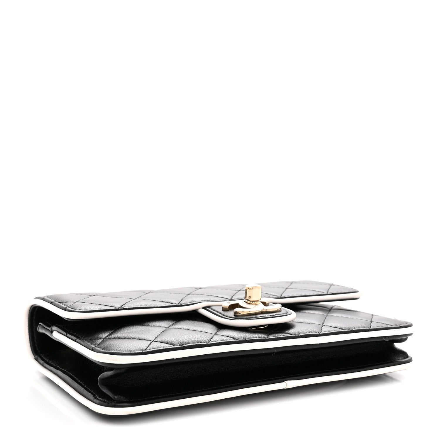 Lambskin Quilted Resin CC Mini Flap Bag Black White
