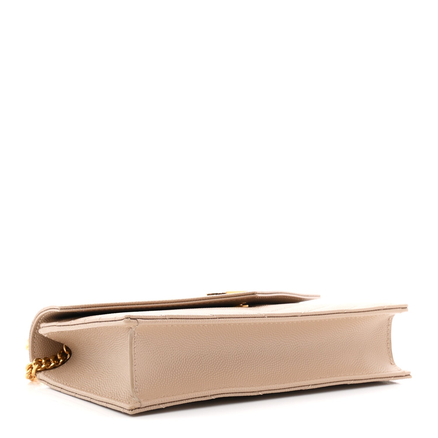 Grain De Poudre Matelasse Chevron Monogram Envelope Chain Wallet Dark Beige