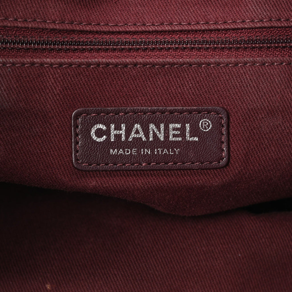 Glazed Calfskin Quilted Tote Navy