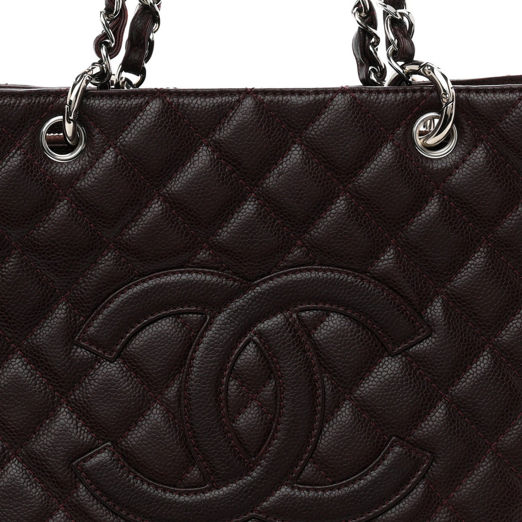 Caviar Quilted Grand Shopping Tote GST Dark Bordeaux