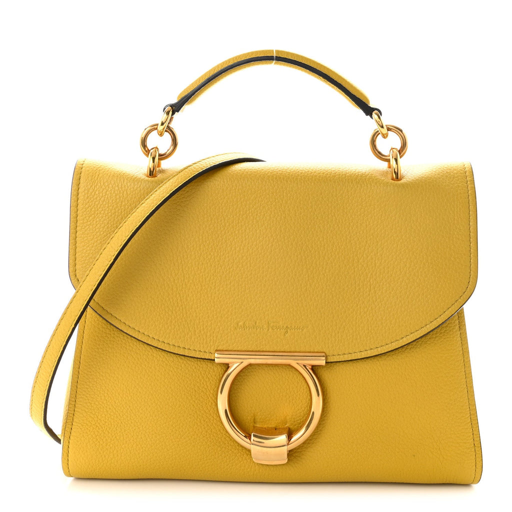 Calfskin Small Margot Top Handle Satchel Yellow