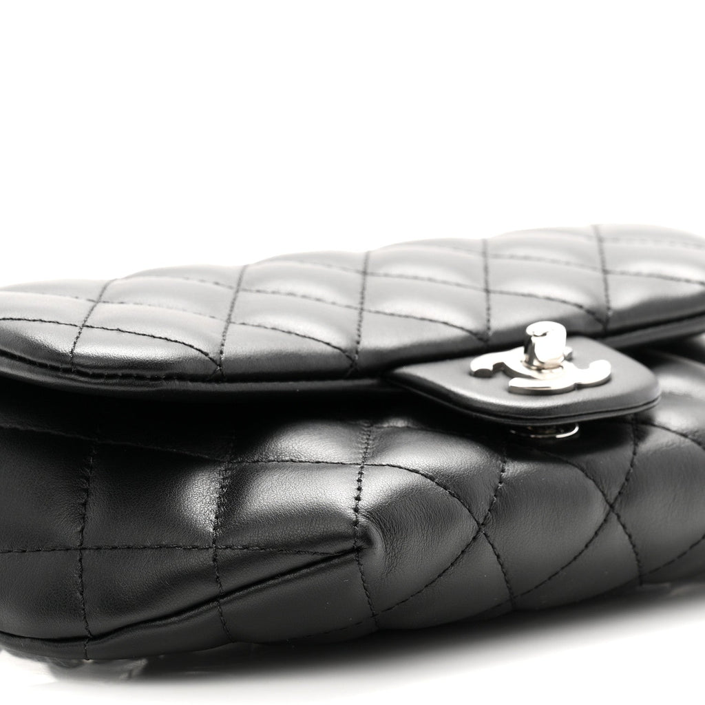 Calfskin Quilted CC Uniform Flap Belt Bag Black