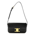 Shiny Calfskin Triomphe Shoulder Bag Black