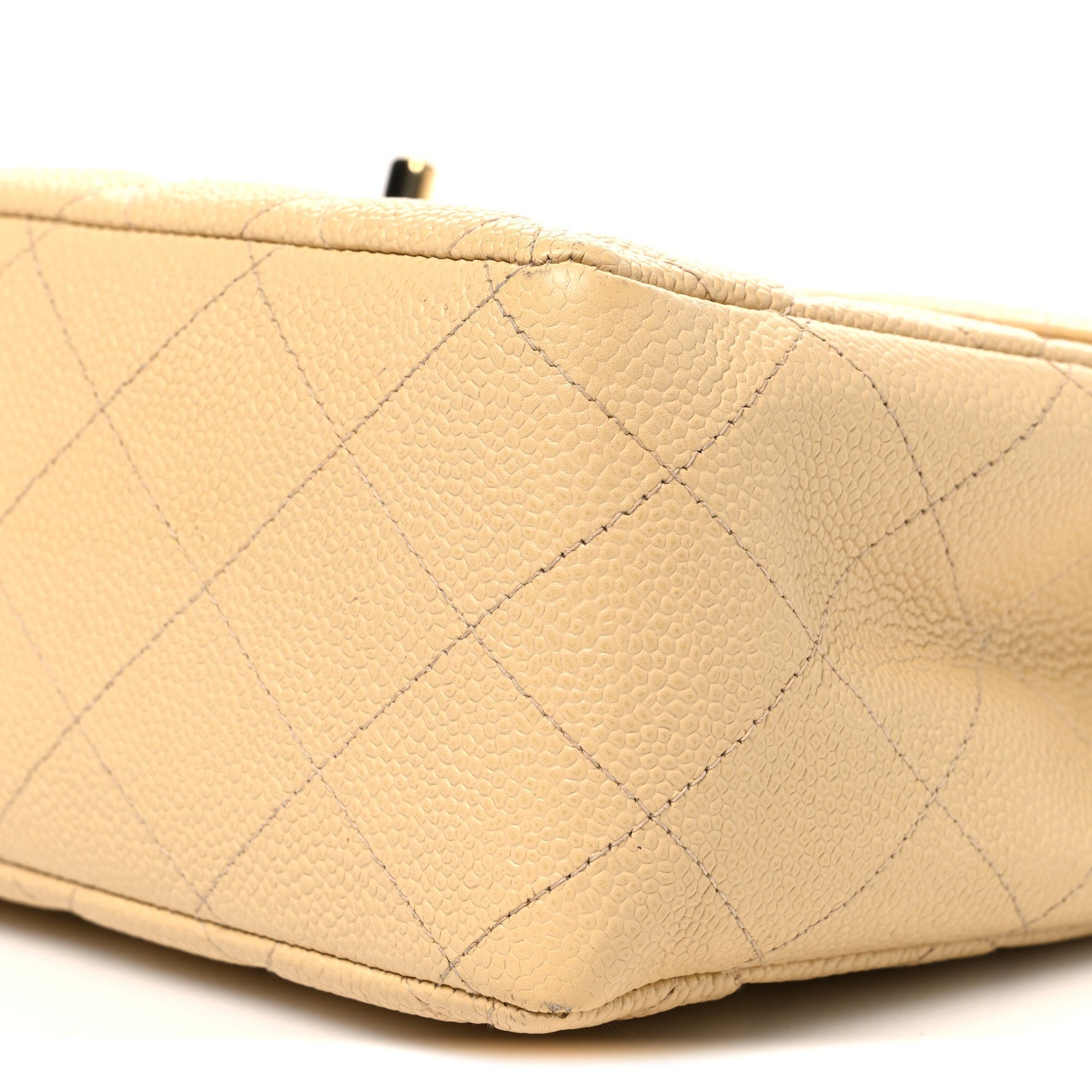 Caviar Quilted Jumbo Single Flap Beige