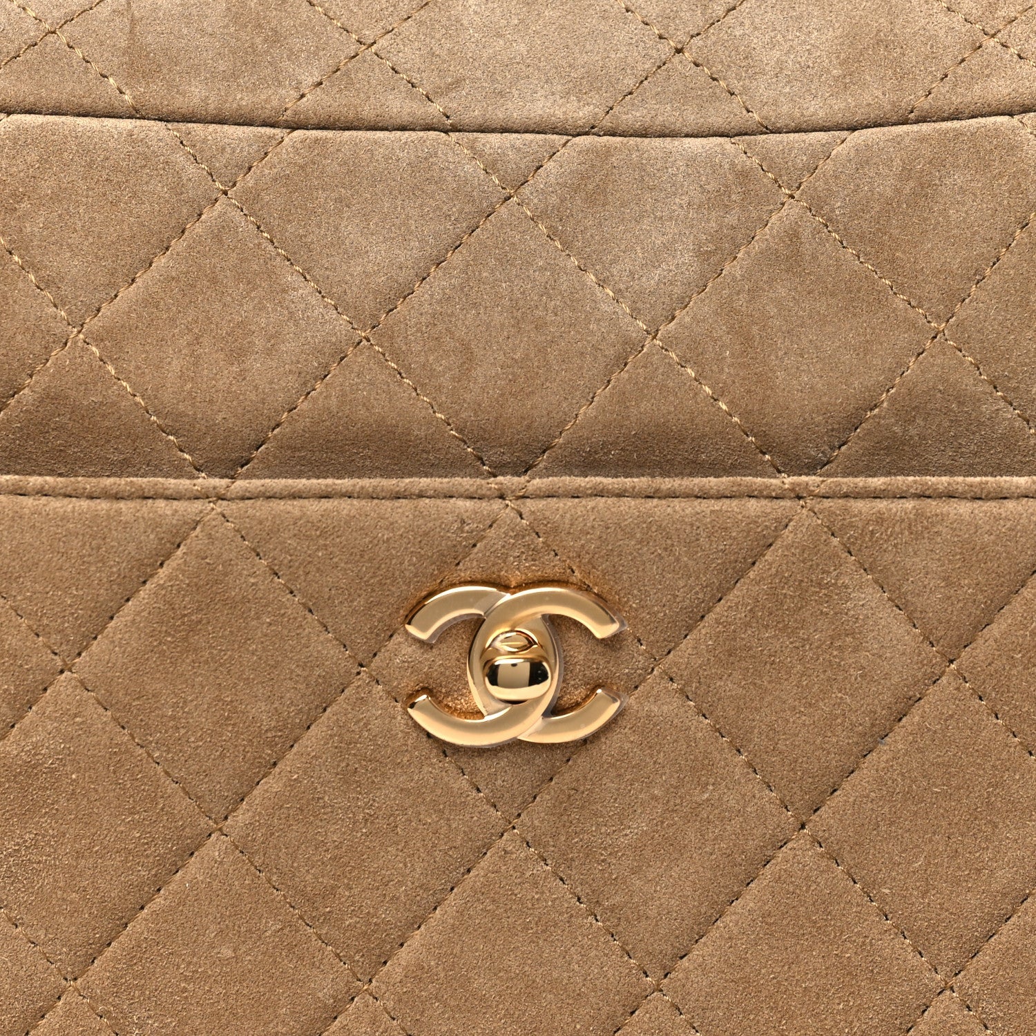Suede Calfskin Quilted Camerissimo Camera Case Beige