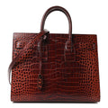 Calfskin Crocodile Embossed Small Sac De Jour Dark Blood