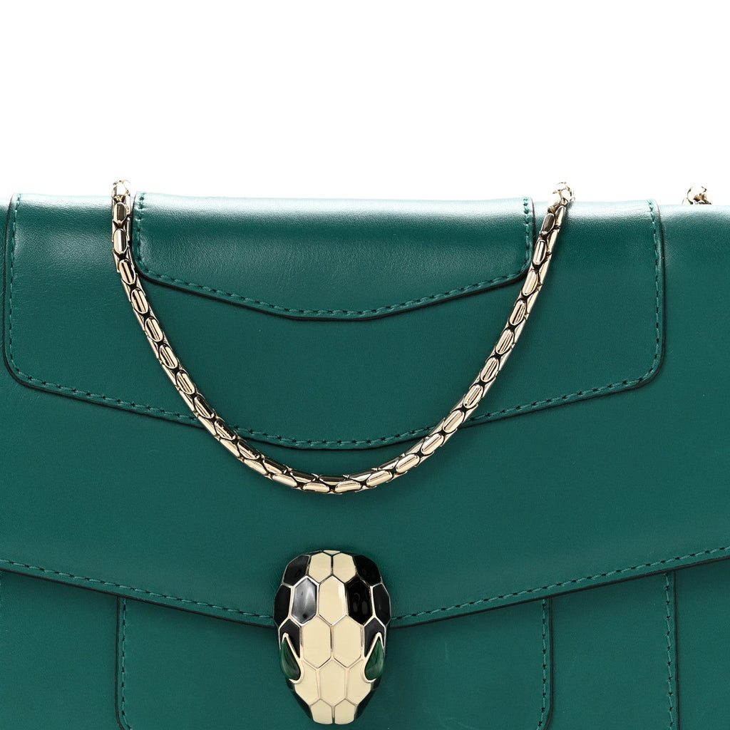 Calfskin Serpenti Forever Snake Strap Crossbody Bag Emerald Green