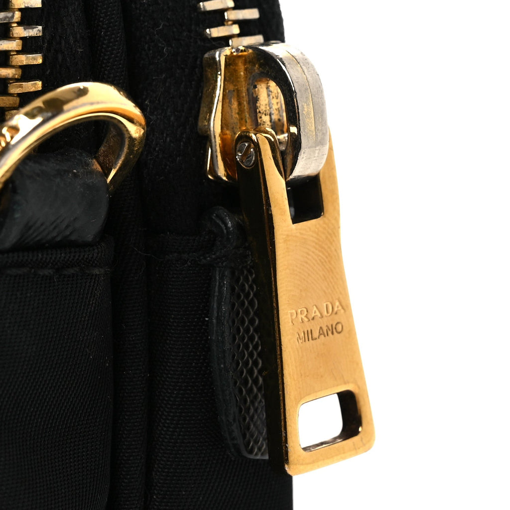 Nylon Saffiano Double Zip Camera Bag Black