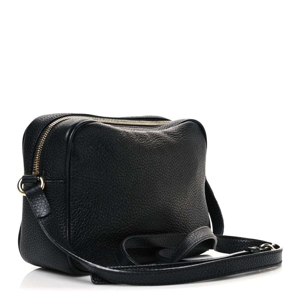 Pebbled Calfskin Small Soho Disco Bag Black
