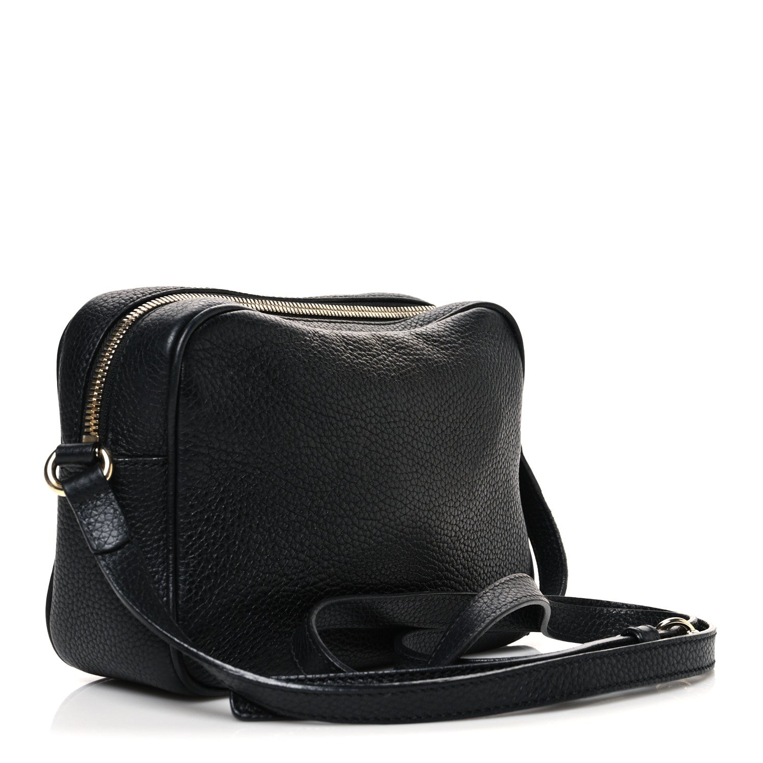 Pebbled Calfskin Small Soho Disco Bag Black