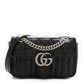 Calfskin Matelasse Aria Mini GG Marmont Shoulder Bag Black