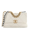 Goatskin Quilted Large Chanel 19 Flap White
