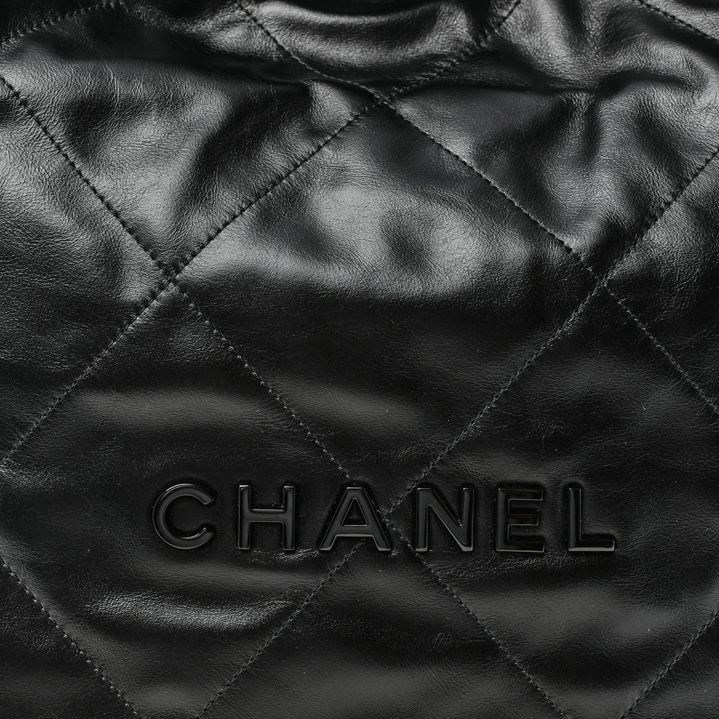 Shiny Calfskin Quilted Chanel 22 So Black
