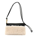Nappa Intrecciato Shearling Andiamo Double Pouch Bag Black White