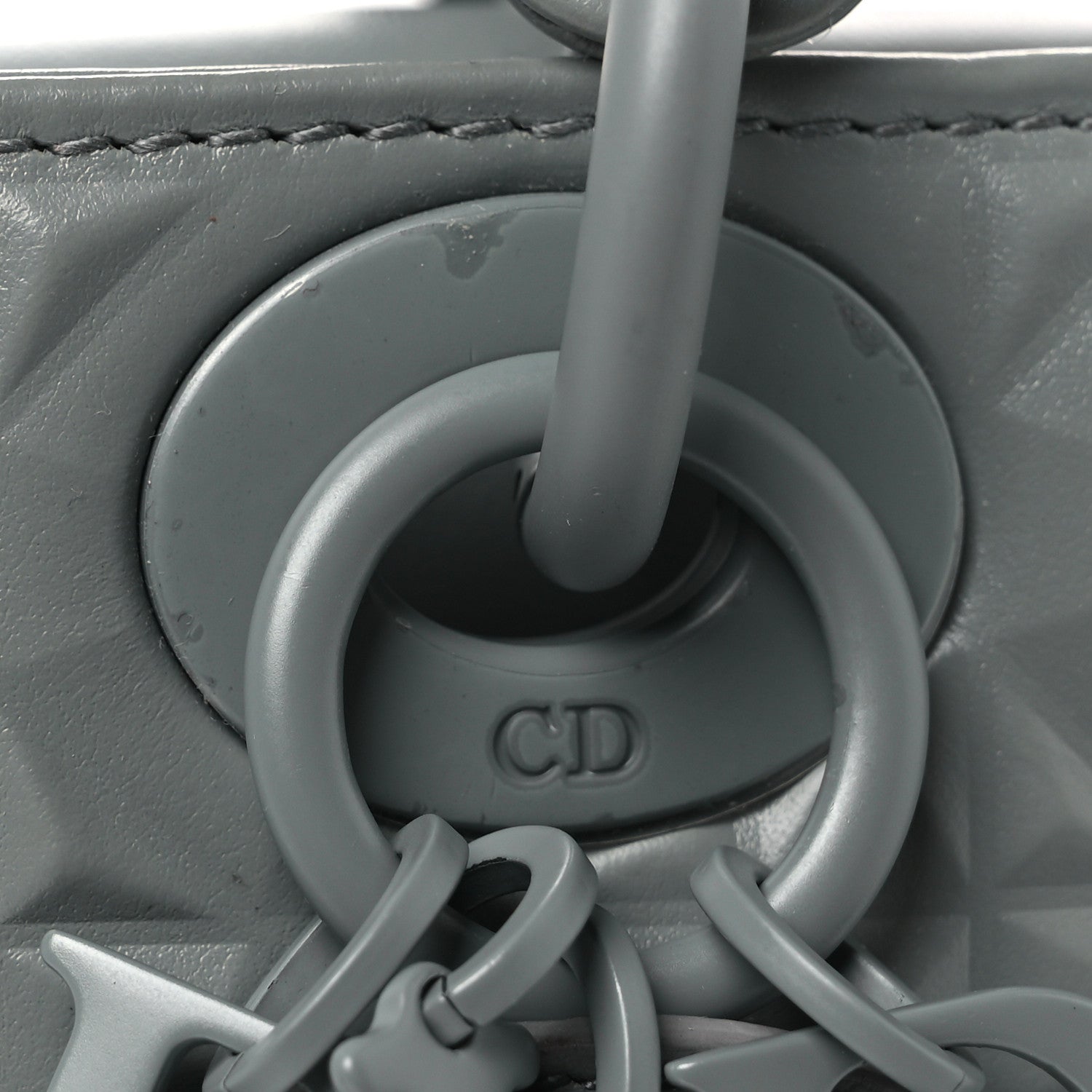 Calfskin Cannage Diamond Medium Lady D-Joy Grey