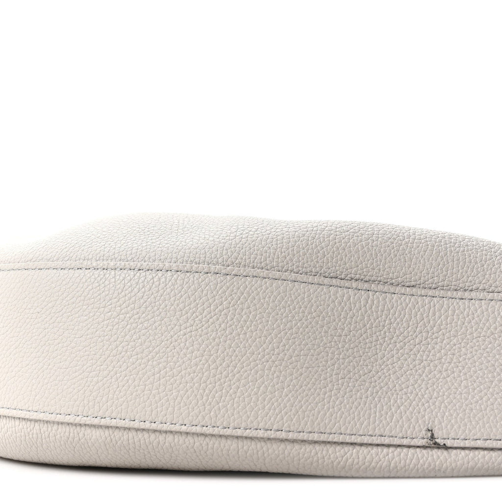 Pebbled Calfskin Augustina Small Crossbody Light Grey