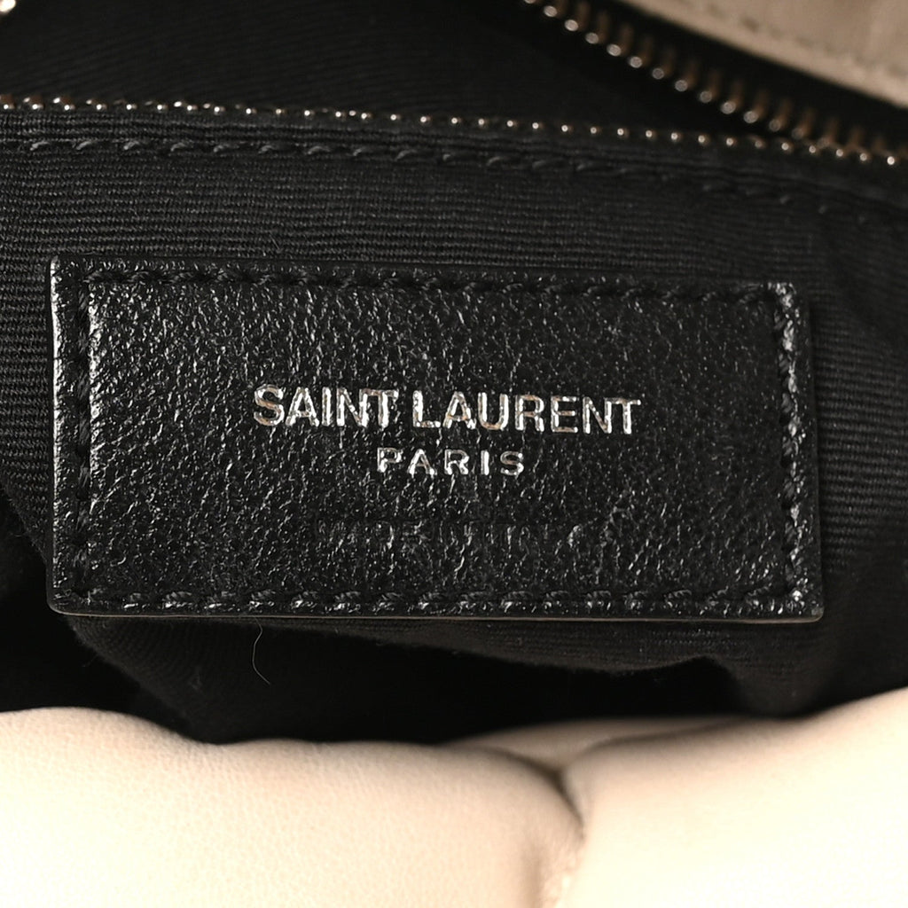 Lambskin Quilted Medium Loulou Puffer Monogram Chain Satchel Crema Soft