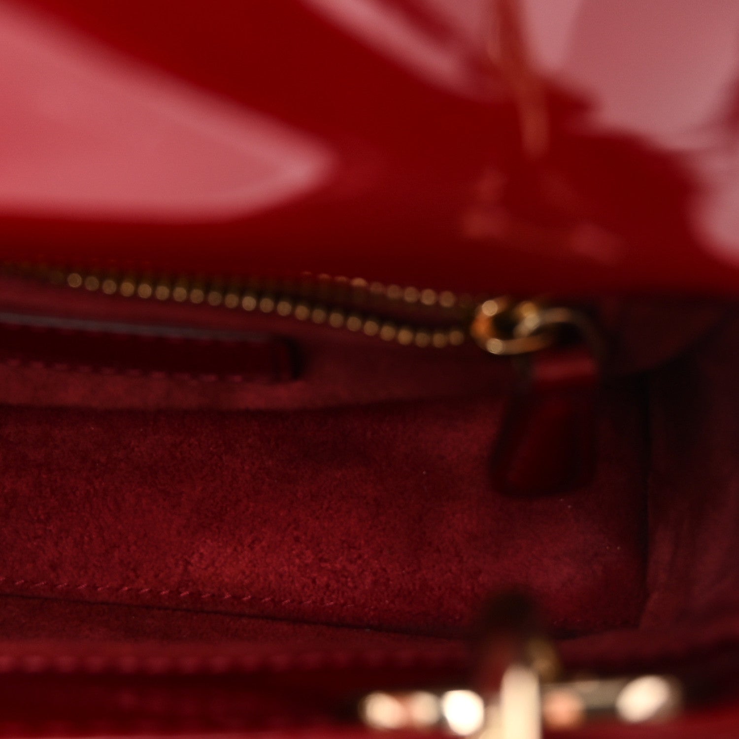 Patent Cannage Mini Lady Dior Red