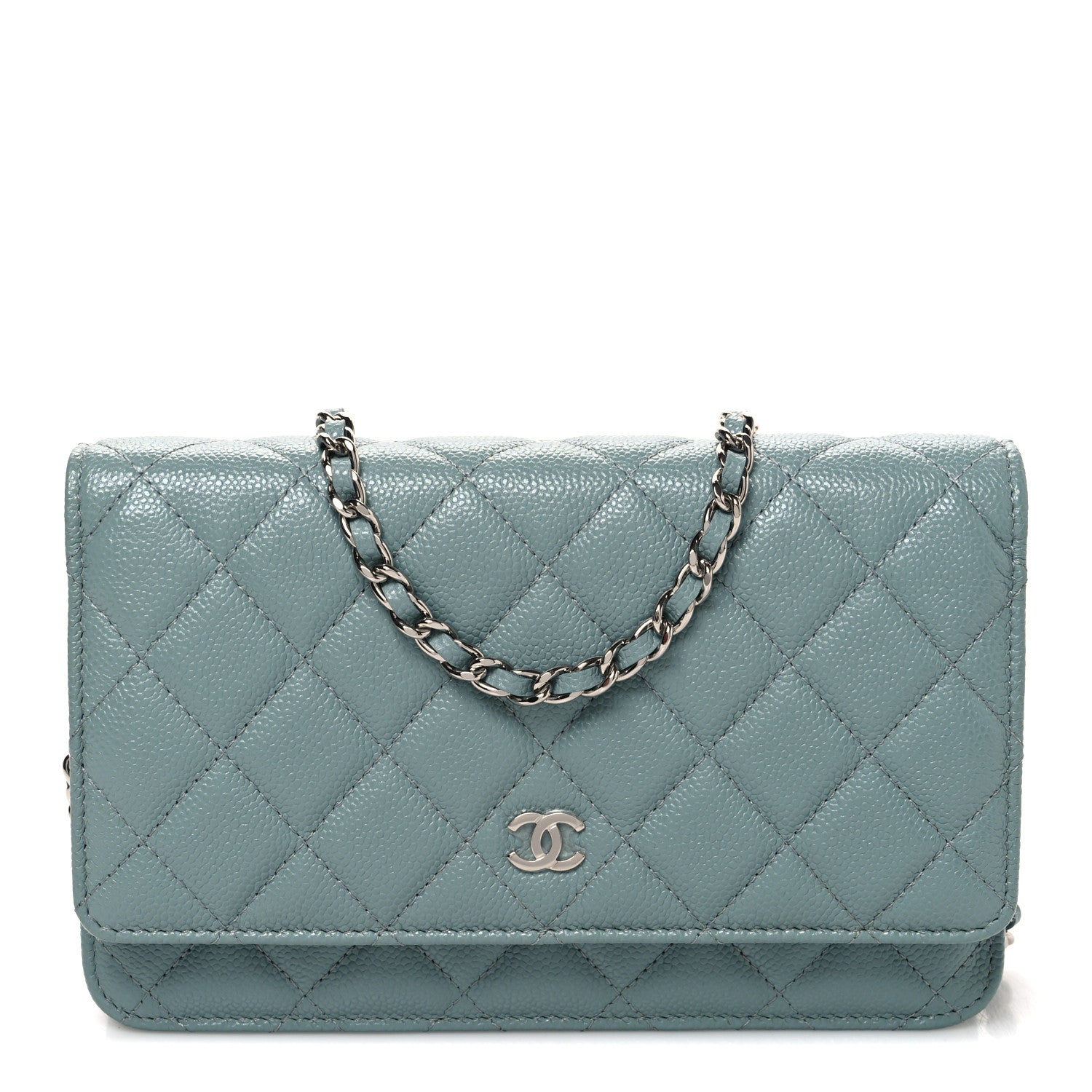 Caviar Quilted Wallet on Chain WOC Blue