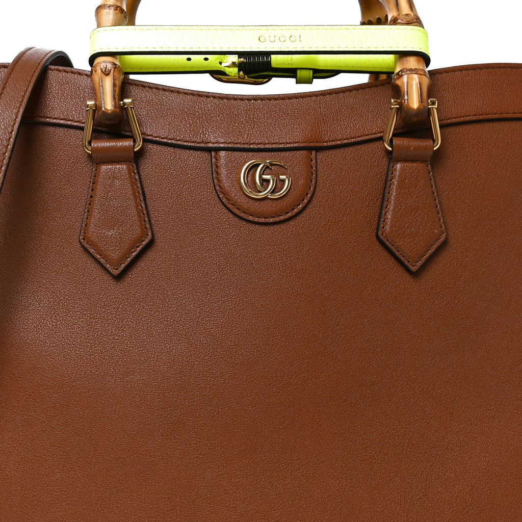 Wonka Grain Calfskin Medium Diana Tote Bag Cuir Yellow Fluo