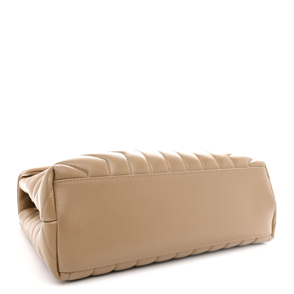 Calfskin Y Quilted Monogram Medium Loulou Chain Satchel Dark Latte