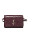 Calfskin Crocodile Embossed Monogram Kate Belt Bag Burgundy