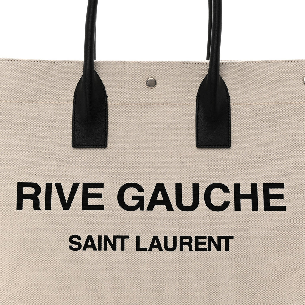 Linen Calfskin Rive Gauche Tote Optic White