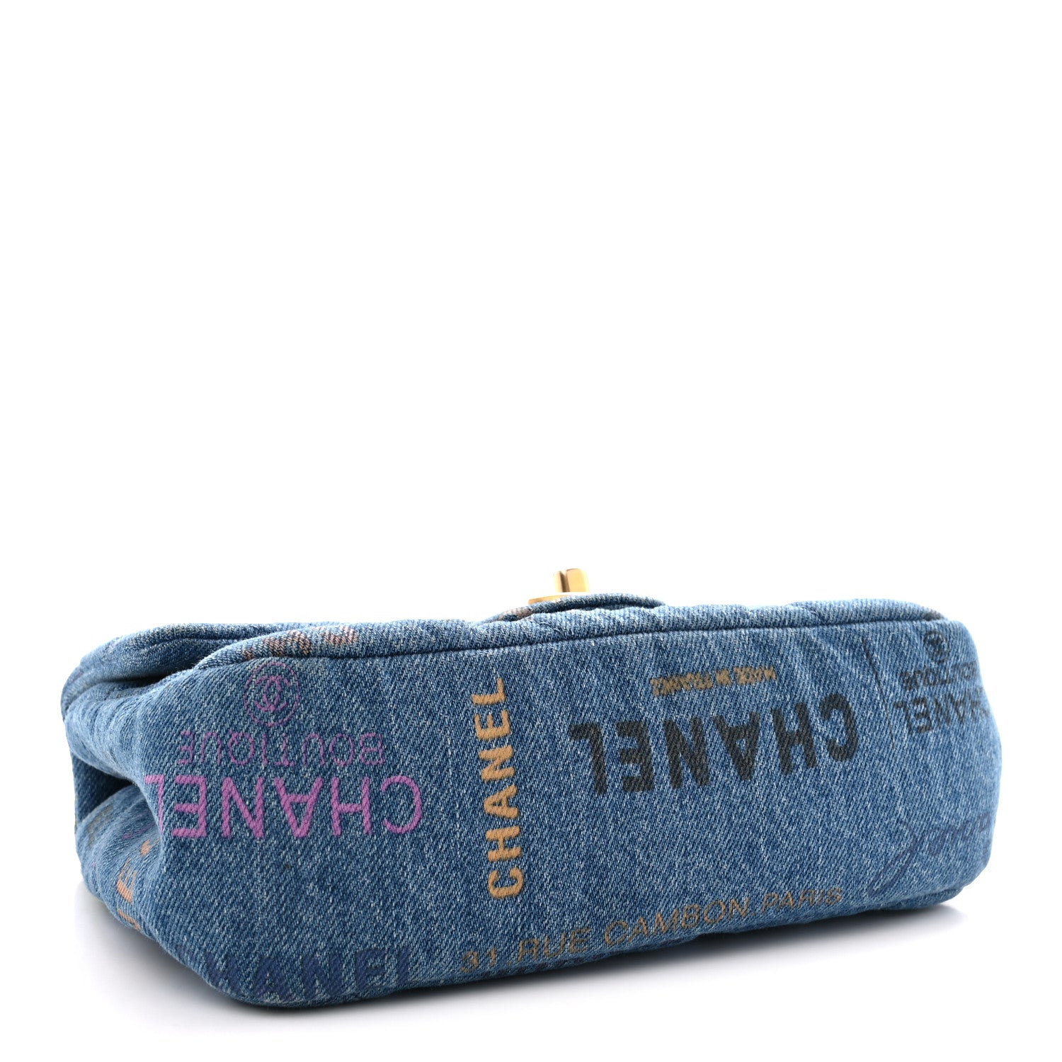 Denim Quilted Mini Denim Mood Rectangular Flap Blue Multicolor