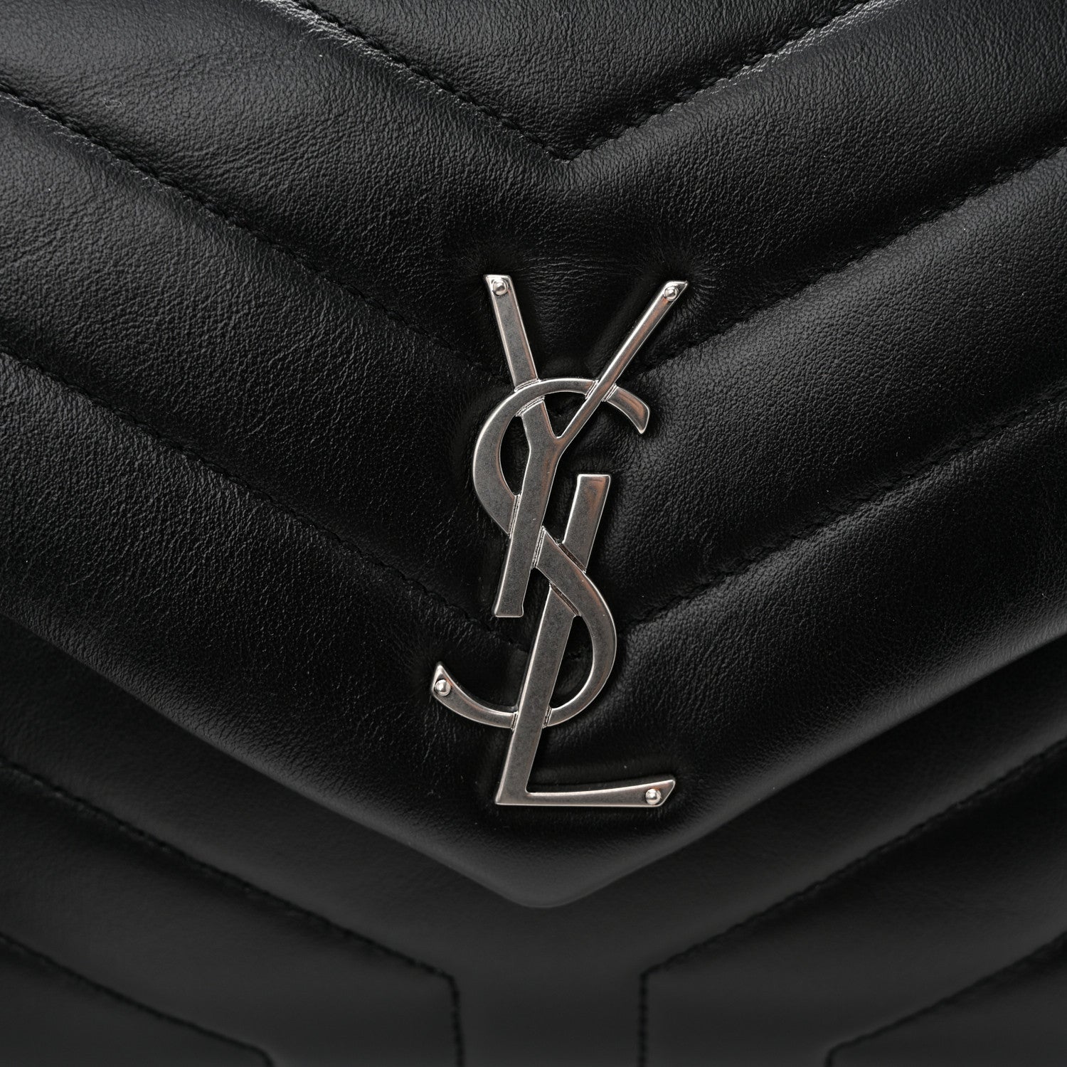 Calfskin Y Quilted Monogram Small Loulou Chain Satchel Black