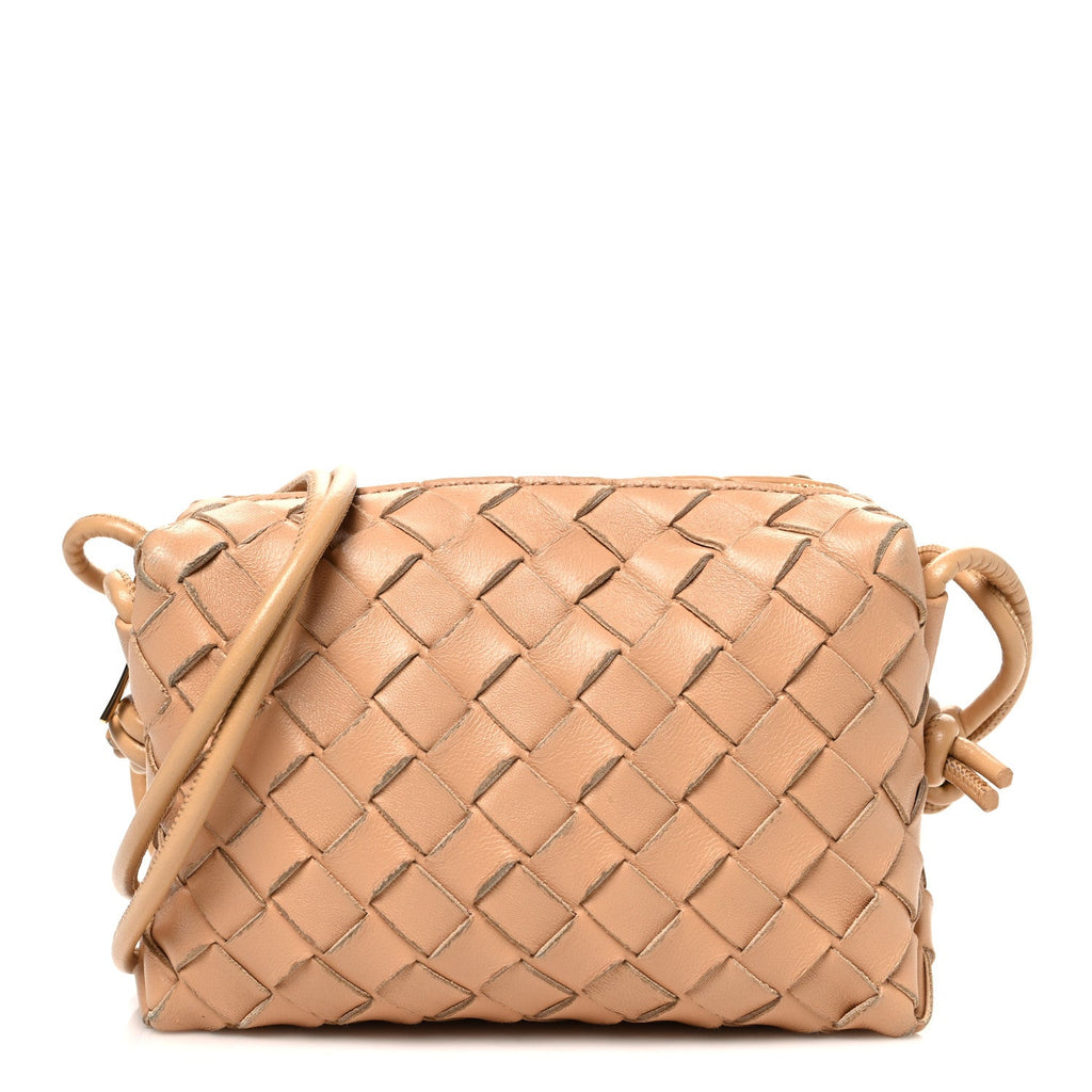 Nappa Intrecciato Mini Loop Camera Bag Almond