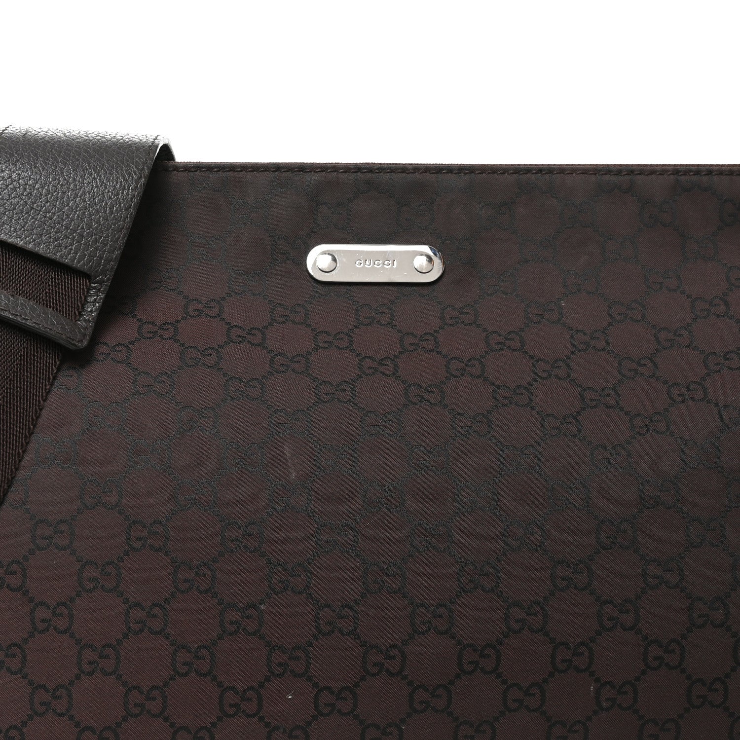 Nylon Monogram Messenger Bag  Dark Brown