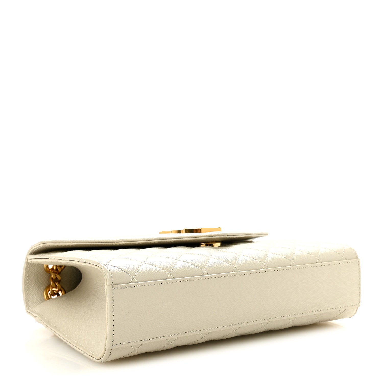 Grain De Poudre Textured Mixed Matelasse Medium Triquilt Monogram Satchel Crema Soft