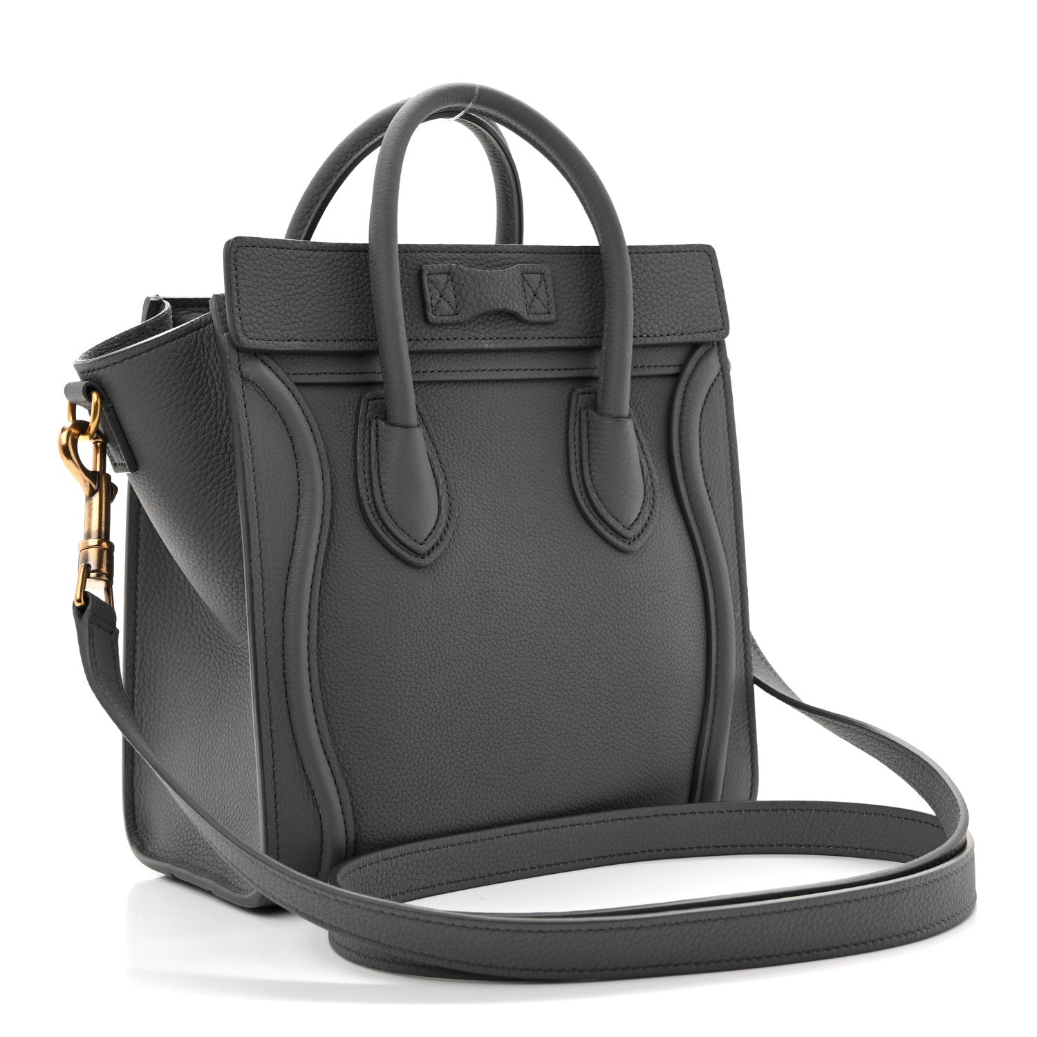 Drummed Calfskin Nano Luggage Kohl