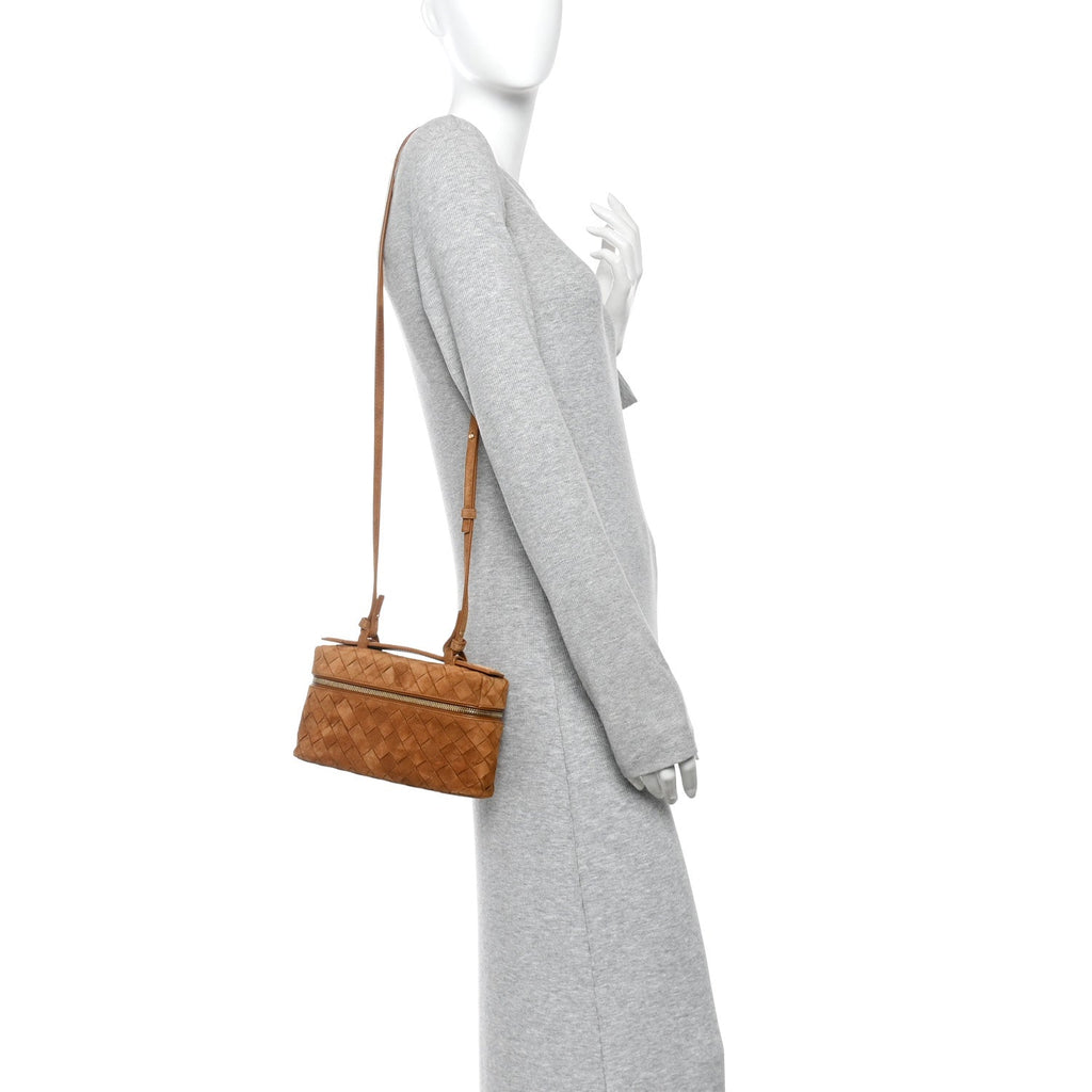 Suede Intrecciato Bang Bang Vanity Case Amber