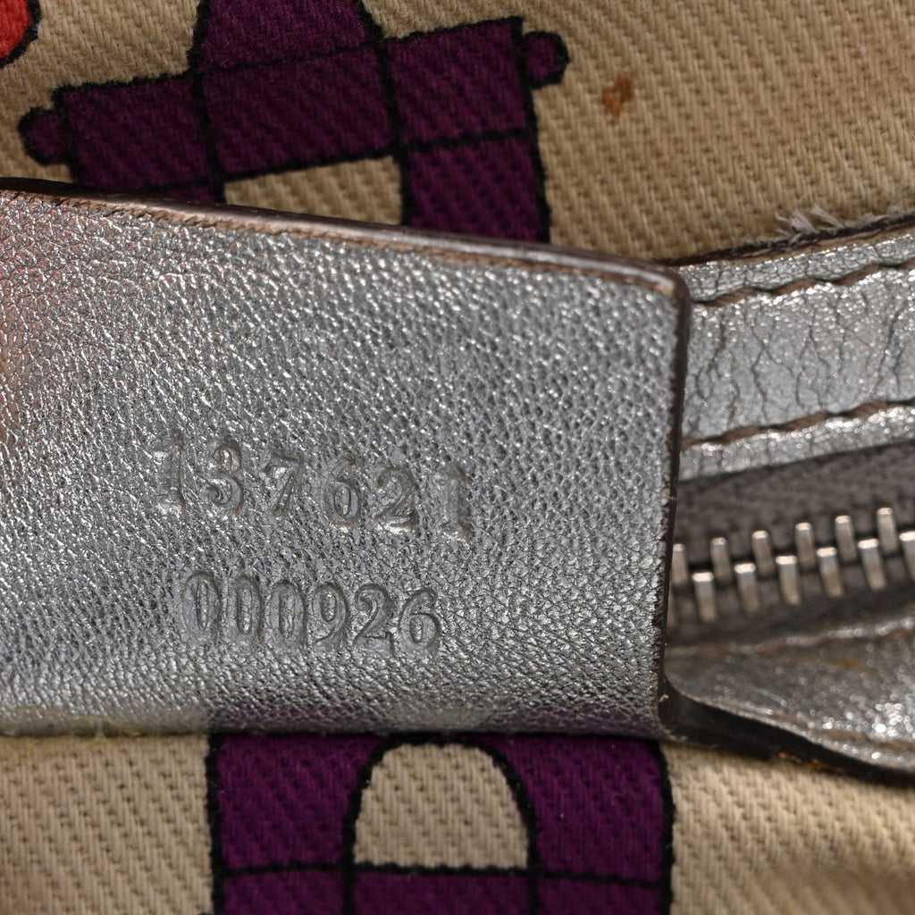 Metallic Guccissima Medium Pelham Shoulder Bag Silver
