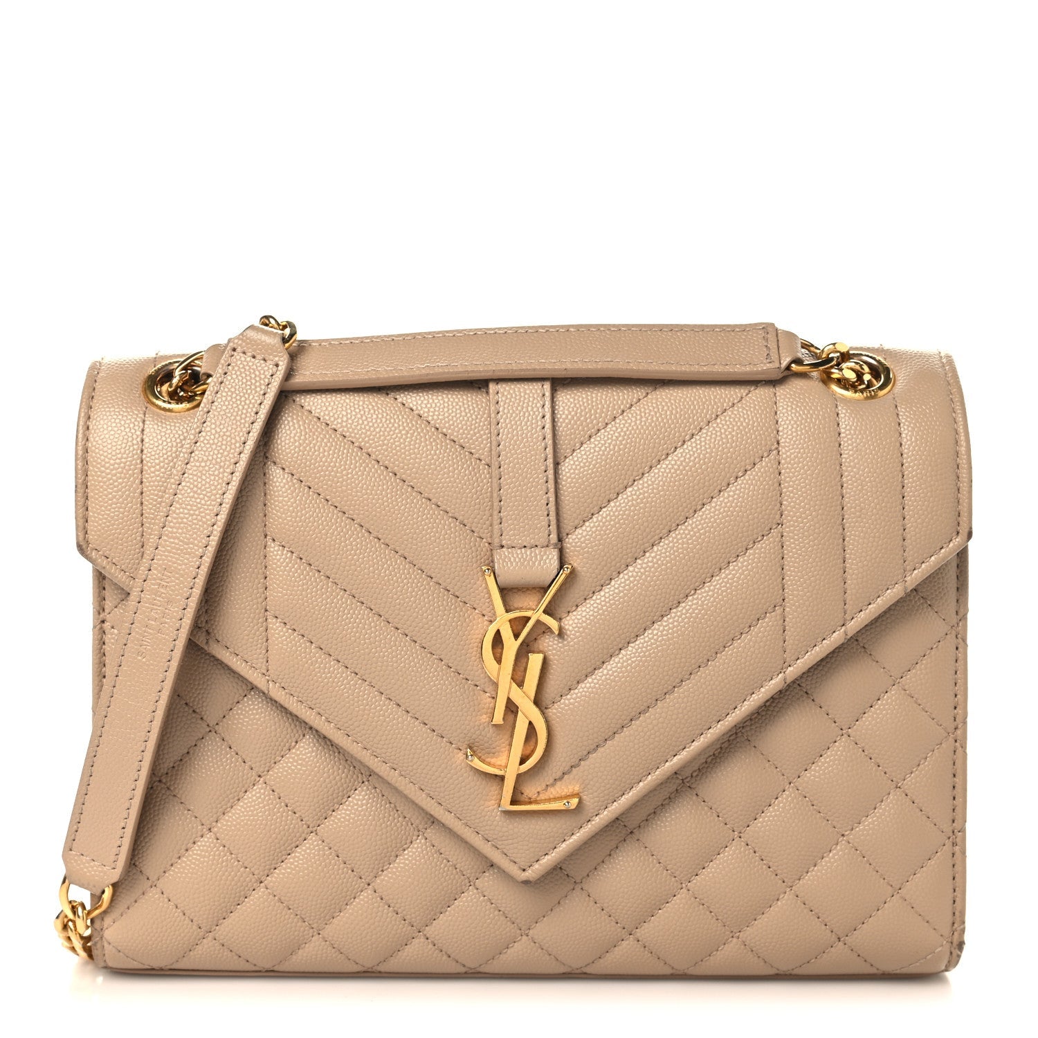 Grain De Poudre Textured Mixed Matelasse Triquilt Small Monogram Satchel Dark Beige
