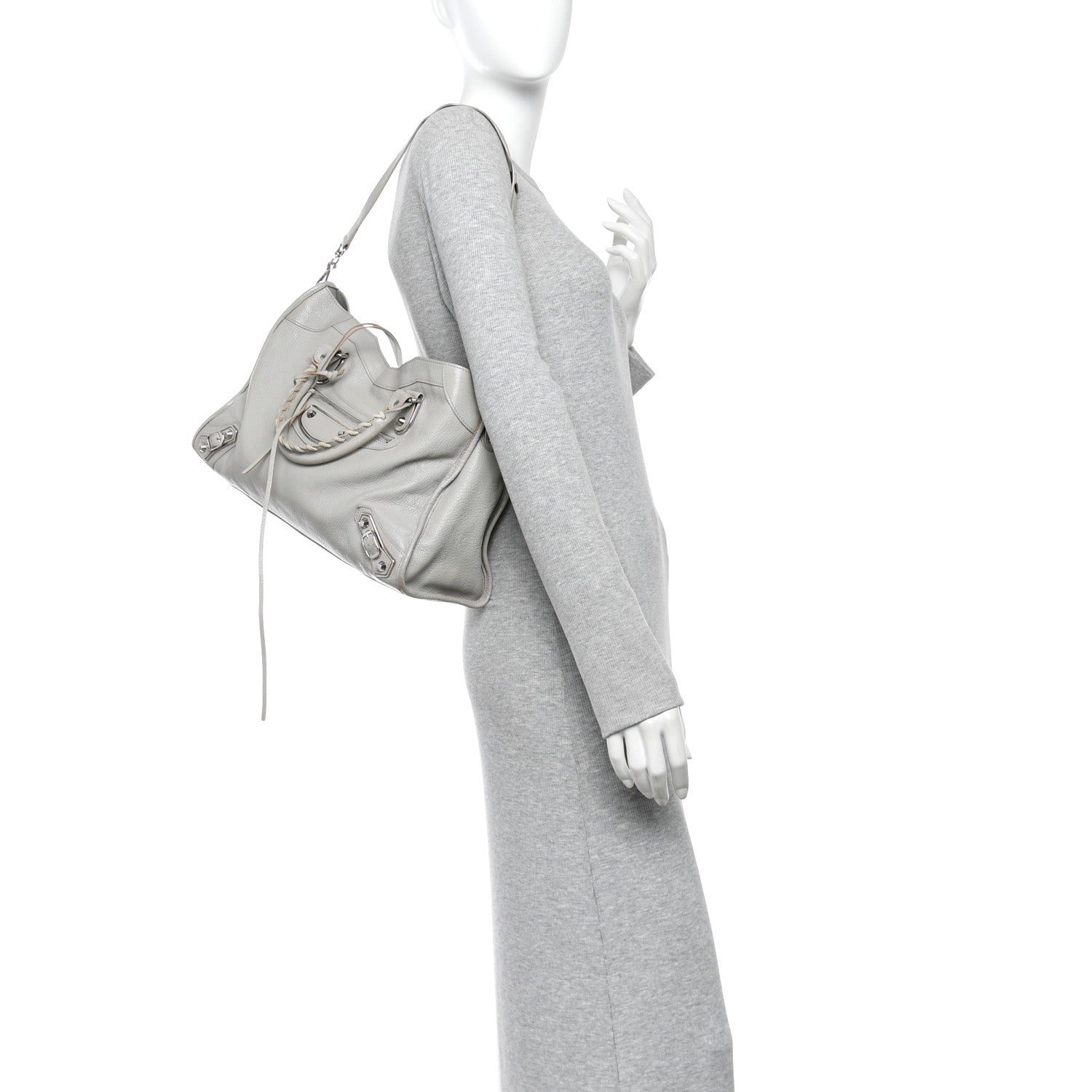 Chevre Silver Metallic Edge Hardware City Gris Glace