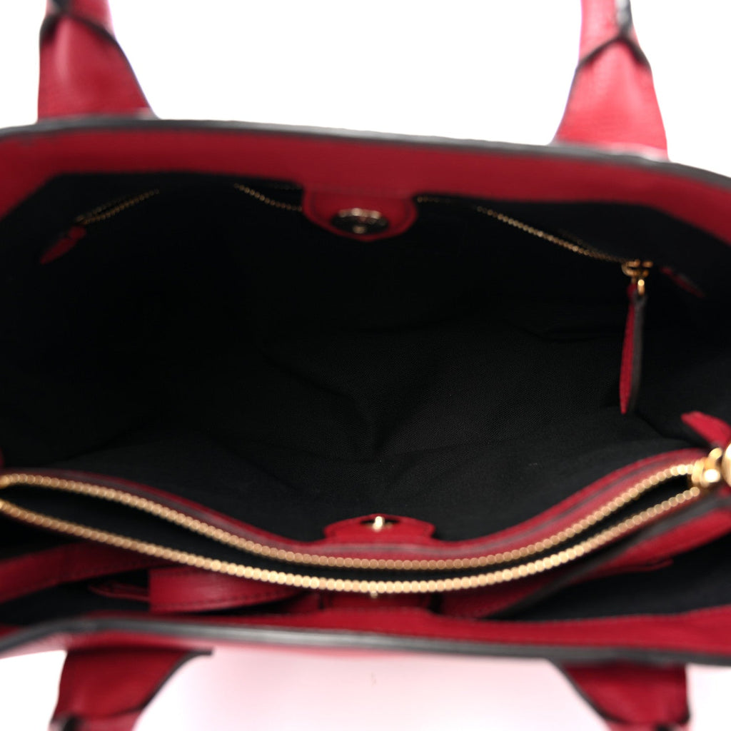Grainy Calfskin House Check Medium Banner Tote Red