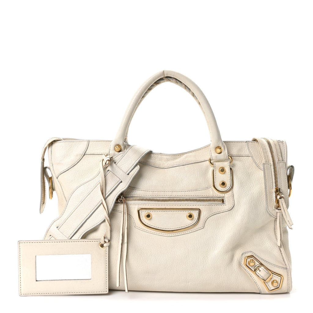 Chevre Gold Metallic Edge Hardware City White