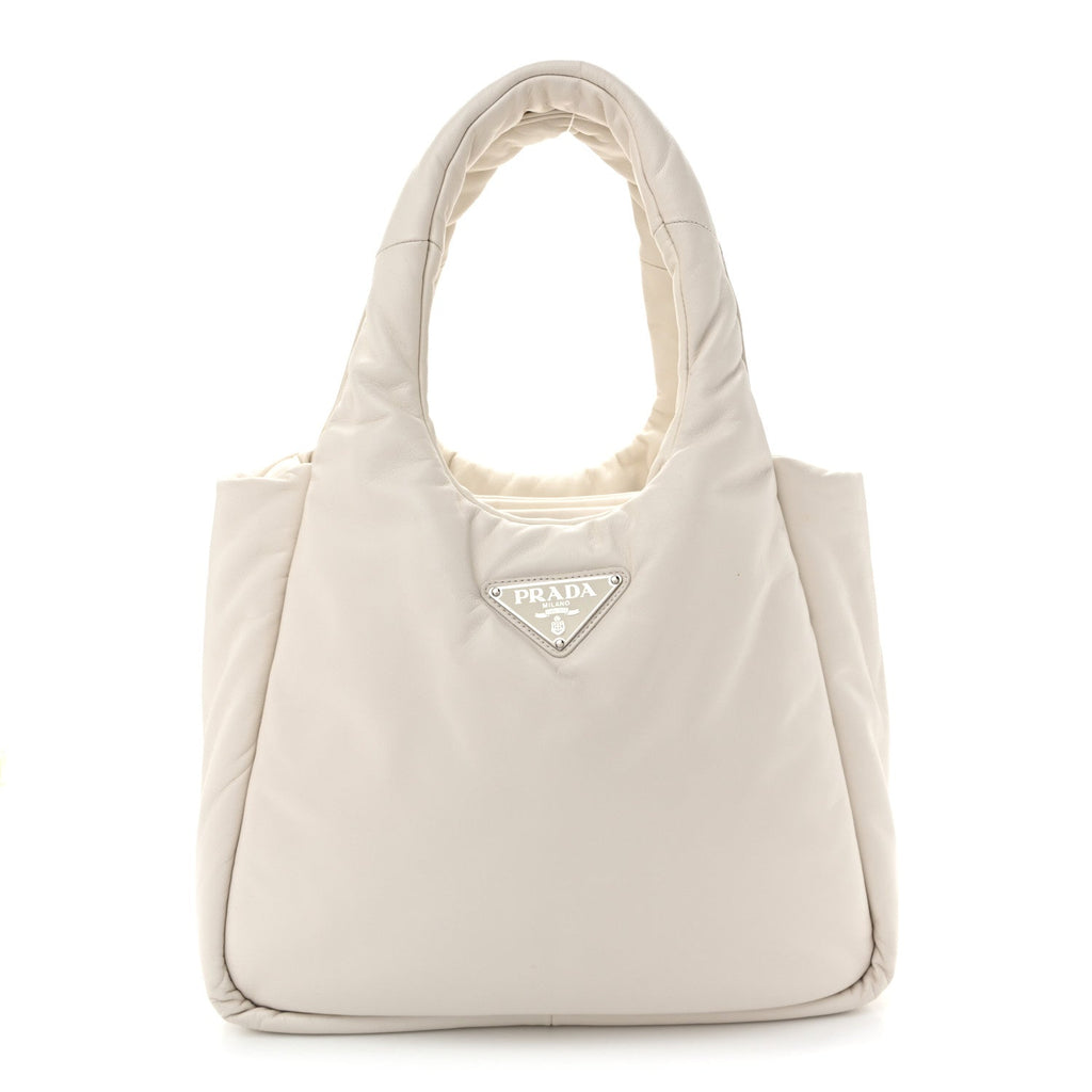 Nappa Soft Padded Medium Double Handled Shoulder Bag White